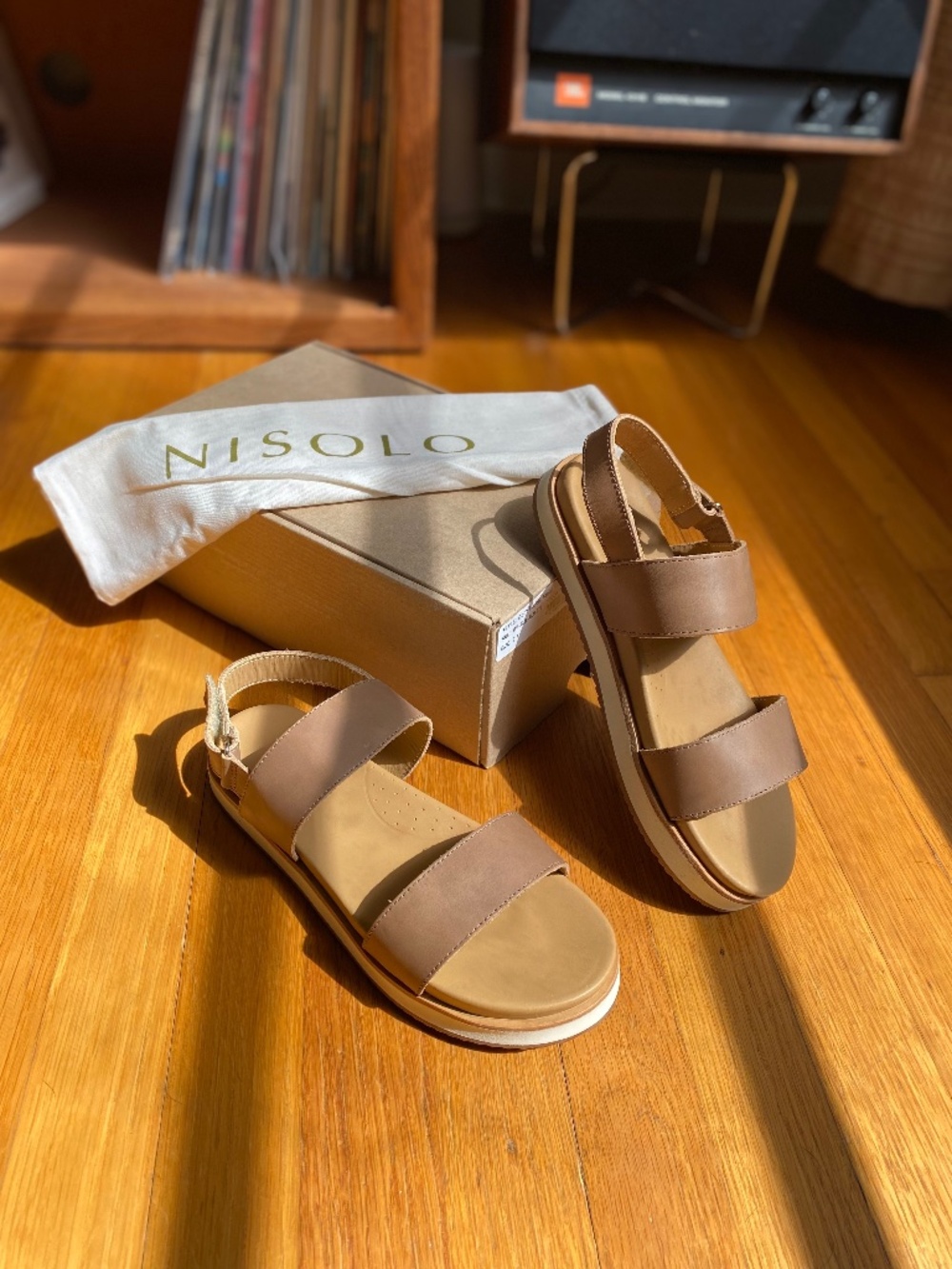Nisolo Go-To Flatform Sandal 2.0 in Almond